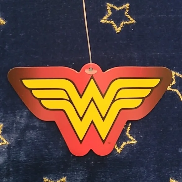 NWT WonderWoman Velour Blue Gold/Red Glitter Embroidered Logo Dress Girl Sz 6/6X - Picture 9 of 12